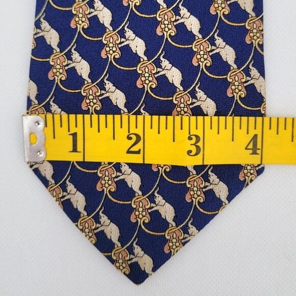 Zadi / Andrews Tie All Silk Elephant Blue and Gold Mens Tie - Picture 7 of 7